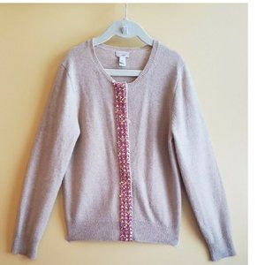 CREWCUTS 100% CASHMERE - TAN PINK CARDIGAN SIZE 10